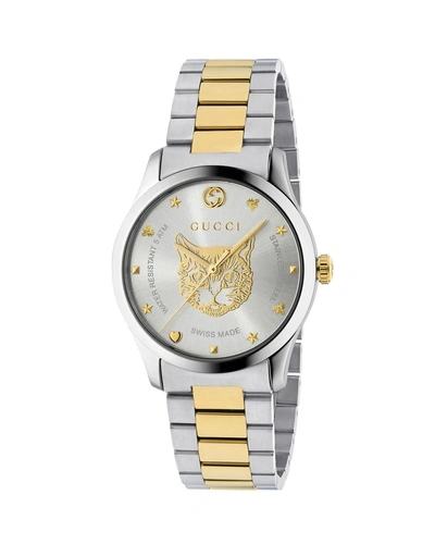 Gucci G-timeless Bracelet Watch, 38mm In Silver/ Gold