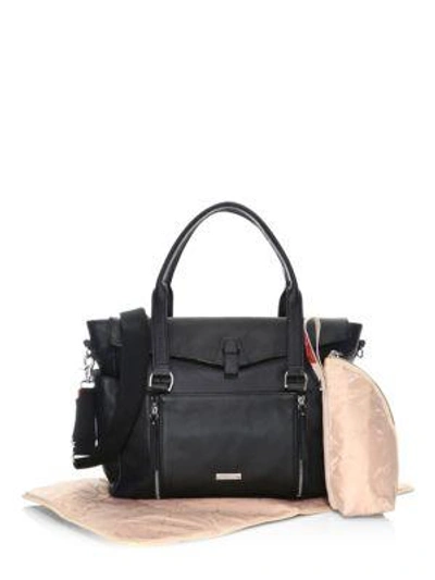 Storksak Emma Leather Diaper Bag In Black