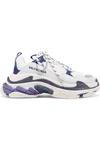 Balenciaga Triple S Logo-embroidered Leather, Nubuck And Mesh Sneakers In White