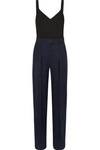 VICTORIA VICTORIA BECKHAM TWO-TONE WOOL AND JERSEY JUMPSUIT