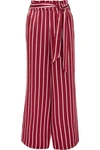 ASCENO STRIPED SILK-SATIN PAJAMA PANTS