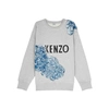 KENZO GREY EMBELLISHED COTTON-BLEND SWEATSHIRT