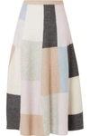 ADAM LIPPES COLOR-BLOCK BRUSHED CASHMERE AND SILK-BLEND MIDI SKIRT