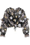 ALICE MCCALL RUFFLED EMBROIDERED TULLE BLOUSE