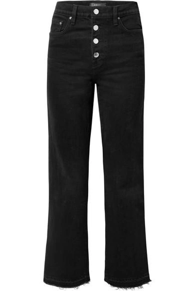 Amiri Frayed Lurex-trimmed High-rise Straight-leg Jeans In Black