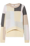 ADAM LIPPES COLOR-BLOCK BRUSHED CASHMERE AND SILK-BLEND SWEATER