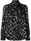 MARC JACOBS MARC JACOBS ABSTRACT DIAMOND PUSSY BOW SHIRT - BLACK