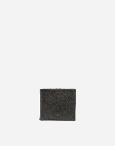 Dolce & Gabbana Genuine Leather Wallet Credit Card Bifold In Black