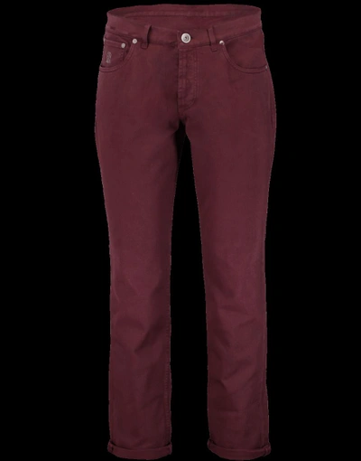 Brunello Cucinelli Denim Pant In Wine