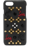 CHRISTIAN LOUBOUTIN LOUBIPHONE EMBELLISHED TEXTURED-LEATHER IPHONE 7 AND 8 CASE