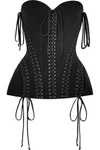 DOLCE & GABBANA LACE-UP SATIN-TRIMMED STRETCH-TULLE BUSTIER TOP