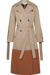 LOEWE LEATHER-PANELED COTTON-GABARDINE TRENCH COAT