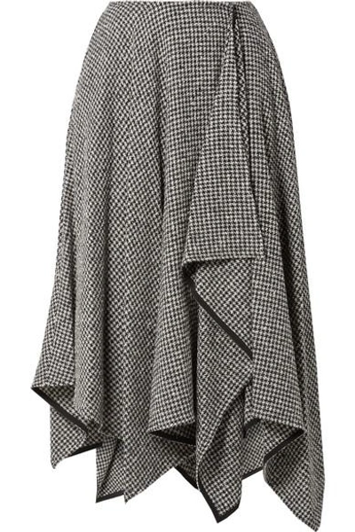 Adeam Asymmetric Houndstooth Wool-blend Midi Skirt In Grey
