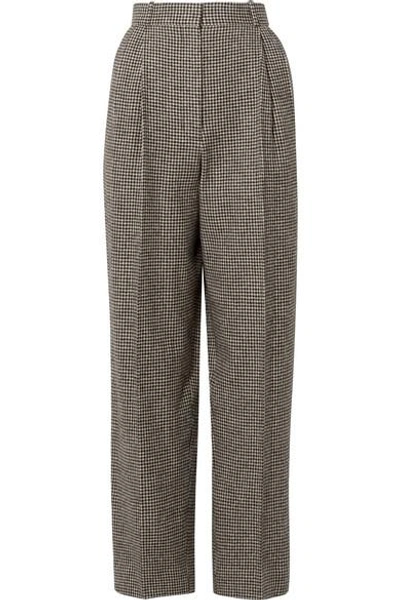 The Row Nica Houndstooth Camel Hair Straight-leg Trousers In Black White
