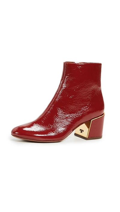 Tory Burch 65mm Juliana Naplack Ankle Boots In Dark Redstone