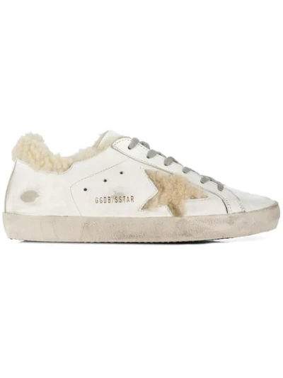 Golden Goose Superstar Shearling And Leather Trainers In White