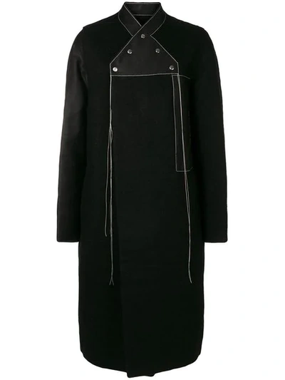 Rick Owens Double-breasted Neckline Coat In Black