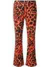 R13 FLARED LEOPARD PRINT JEANS