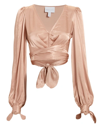 Alice Mccall I Like That Cropped Satin Top In Sand