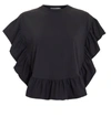 SEE BY CHLOÉ Black Ruffle T-Shirt,CHS18WJH21081