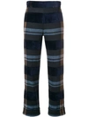 D-exterior Cropped Checked Trousers In Blue