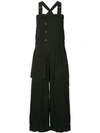 YOHJI YAMAMOTO YOHJI YAMAMOTO OVERSIZE CROPPED OVERALLS - BLACK