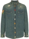 SAINT LAURENT EMBROIDERED DENIM FITTED SHIRT