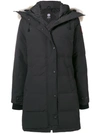 Canada Goose Hooded Mid-length Coat In Black