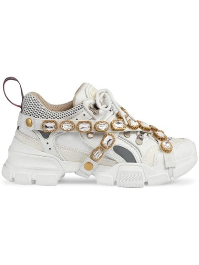 Gucci 白色 Crystal Flashtrek 运动鞋 In White