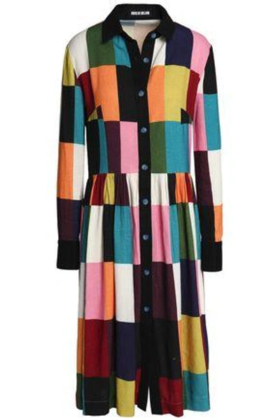 House Of Holland Woman Colour-block Brushed Woven Shirtdress Multicolor