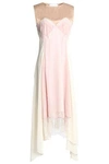 KOCHÉ WOMAN DRAPED LACE AND SATIN-TRIMMED GEORGETTE DRESS BABY PINK,GB 1050808947122