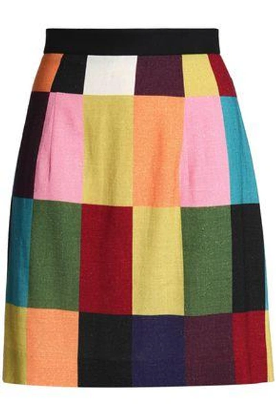 House Of Holland Patchwork Woven Mini Skirt In Multicolor