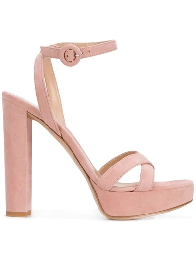 Gianvito Rossi Leather Ankle-strap Platform Sandals In Blush