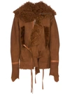 BED J.W. FORD SHEARLING TRIMMED SUEDE LEATHER JACKET