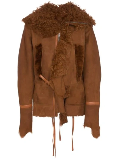 Bed J.w. Ford Shearling Trimmed Suede Leather Jacket In Brown