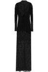 ZUHAIR MURAD WOMAN EMBELLISHED LACE-PANELED COTTON-BLEND VELVET GOWN BLACK,GB 1050808749688