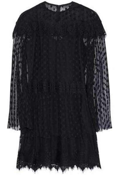 Anna Sui Woman Layered Lace-trimmed Point D'esprit Mini Dress Black