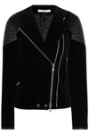 GIVENCHY Leather-paneled velvet biker jacket,US 1874378723196677