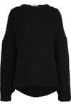 OSCAR DE LA RENTA OSCAR DE LA RENTA WOMAN OPEN-KNIT WOOL SWEATER BLACK,3074457345618695700