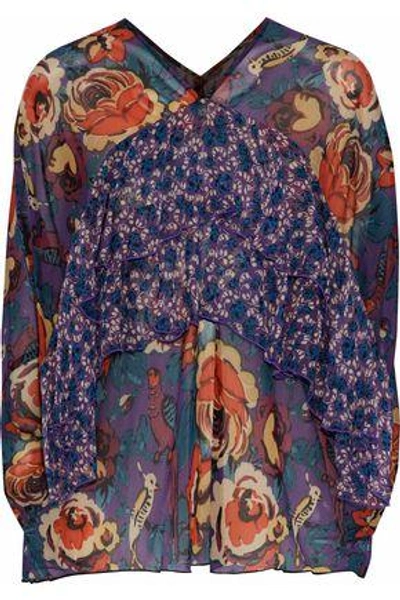 Anna Sui Woman Ruffled Silk-chiffon Blouse Violet