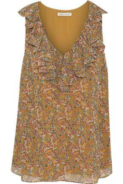 Rebecca Minkoff Carlisle Millefleurs Printed Sleeveless Ruffle Top In Yellow Multi