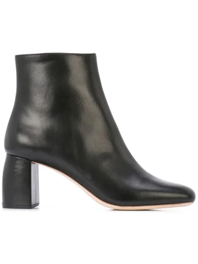 Loeffler Randall Women's Cooper Almond Toe Leather Block High-heel Booties In Black