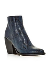 CHLOÉ WOMEN'S RYLEE POINTED TOE SNAKESKIN-EMBOSSED LEATHER BOOTIES,C18A05904