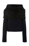 YEON M'O EXCLUSIVE ILEANA ANGORA-TRIMMED WOOL AND CASHMERE BLEND SWEATER,1242K109BLK