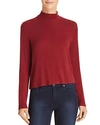 Splendid Ribbed Mock Neck Crop Top In Ruby