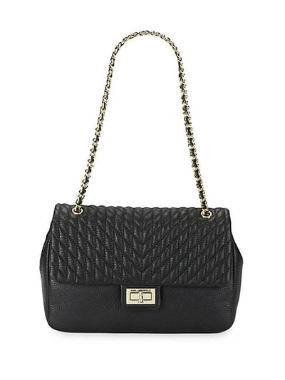 Karl Lagerfeld Agyness Quilted Leather Shoulder Bag In Black Gold