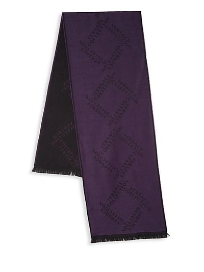 Versace Logo Stole In Black Violet