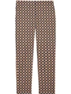 BURBERRY TILED ARCHIVE PRINT STRETCH COTTON CIGARETTE TROUSERS