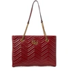 Gucci Gg Marmont 2.0 Matelasse Medium Leather East/west Tote Bag - Red