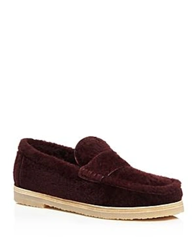 Stuart Weitzman Women's Bromley Shearling Loafers In Cabernet Chicago
